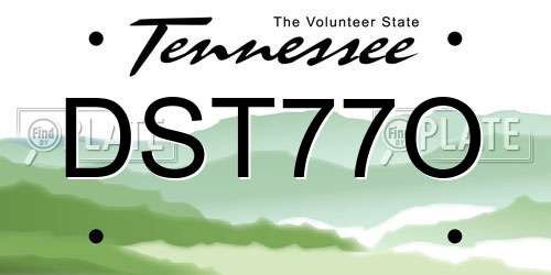 DST77O Tennessee License Plate