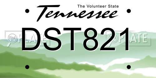 DST821 Tennessee License Plate