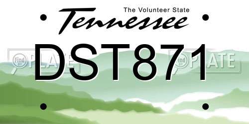 DST871 Tennessee License Plate