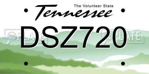 DSZ720 Tennessee License Plate