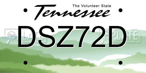 DSZ72D Tennessee License Plate
