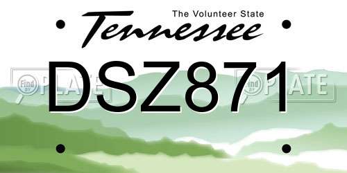 DSZ871 Tennessee License Plate