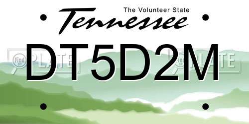 DT5D2M Tennessee License Plate