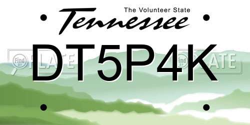 DT5P4K Tennessee License Plate