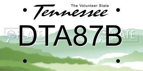 DTA87B Tennessee License Plate