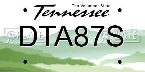 DTA87S Tennessee License Plate