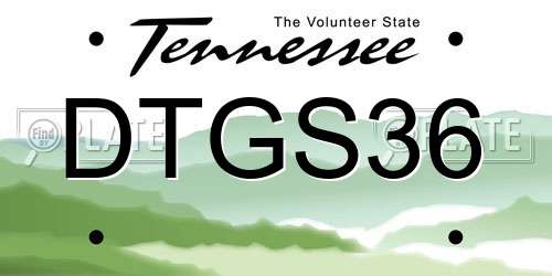 DTGS36 Tennessee License Plate