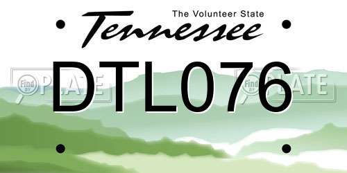 DTL076 Tennessee License Plate
