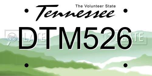 DTM526 Tennessee License Plate