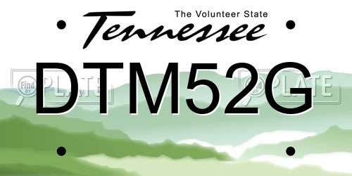 DTM52G Tennessee License Plate