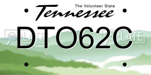 DTO62C Tennessee License Plate