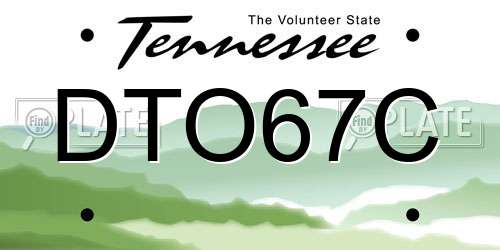 DTO67C Tennessee License Plate