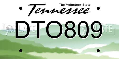 DTO809 Tennessee License Plate