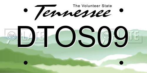 DTOS09 Tennessee License Plate