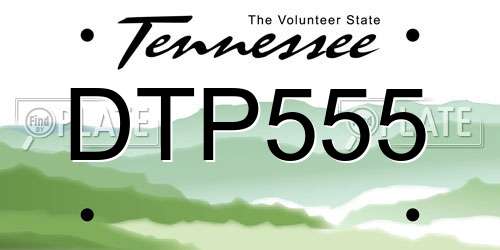 DTP555 Tennessee License Plate