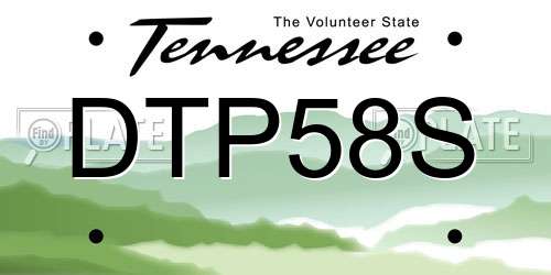 DTP58S Tennessee License Plate