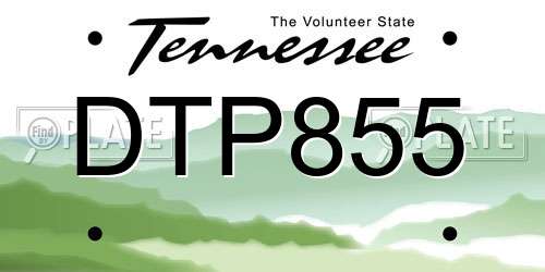 DTP855 Tennessee License Plate