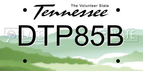 DTP85B Tennessee License Plate