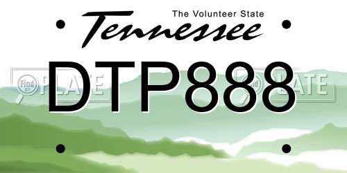 DTP888 Tennessee License Plate