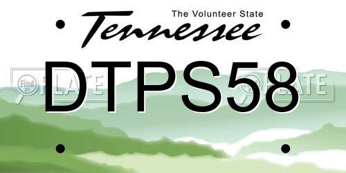 DTPS58 Tennessee License Plate