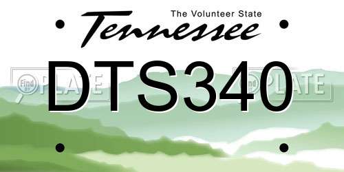 DTS340 Tennessee License Plate