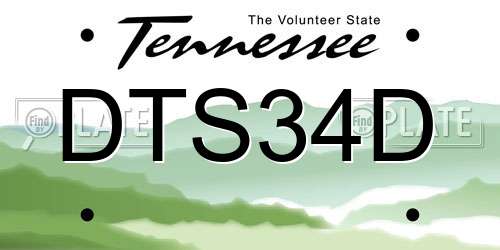 DTS34D Tennessee License Plate