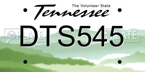 DTS545 Tennessee License Plate