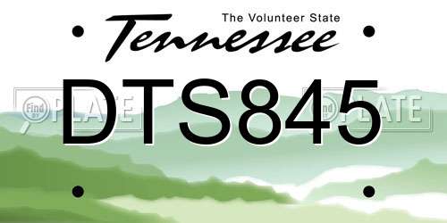 DTS845 Tennessee License Plate