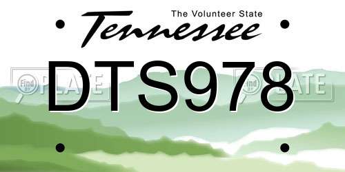 DTS978 Tennessee License Plate