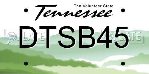 DTSB45 Tennessee License Plate