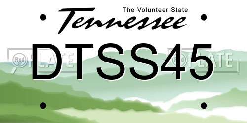 DTSS45 Tennessee License Plate