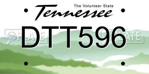 DTT596 Tennessee License Plate