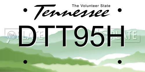 DTT95H Tennessee License Plate