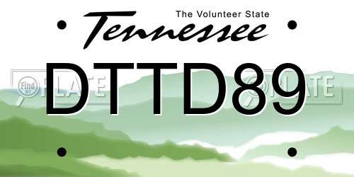 DTTD89 Tennessee License Plate