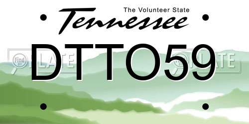 DTTO59 Tennessee License Plate