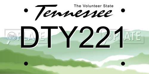 DTY221 Tennessee License Plate