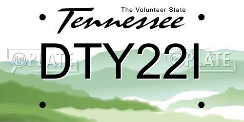 DTY22I Tennessee License Plate
