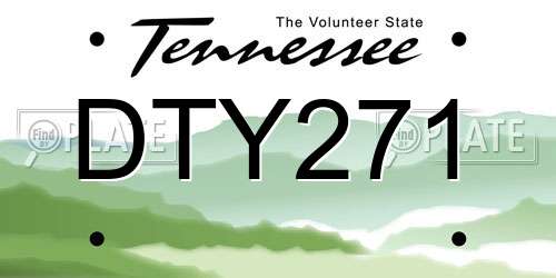 DTY271 Tennessee License Plate