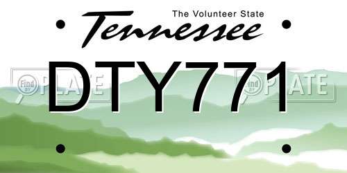 DTY771 Tennessee License Plate