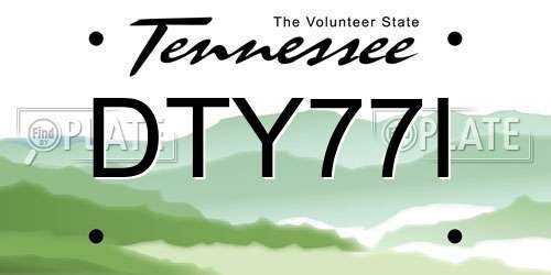 DTY77I Tennessee License Plate