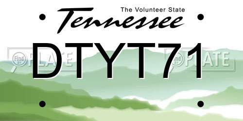 DTYT71 Tennessee License Plate