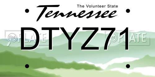 DTYZ71 Tennessee License Plate