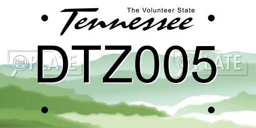 DTZ005 Tennessee License Plate