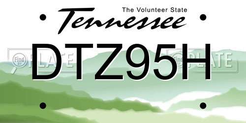 DTZ95H Tennessee License Plate