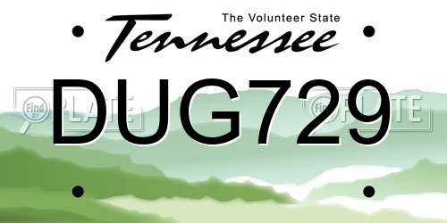 DUG729 Tennessee License Plate
