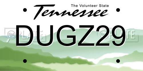 DUGZ29 Tennessee License Plate
