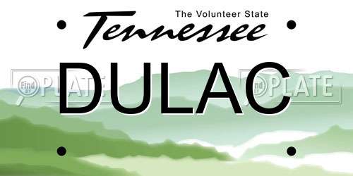 DULAC Tennessee License Plate