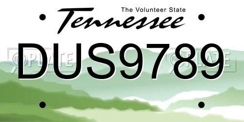 DUS9789 Tennessee License Plate