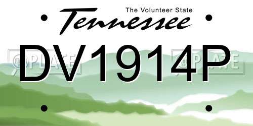 DV1914P Tennessee License Plate