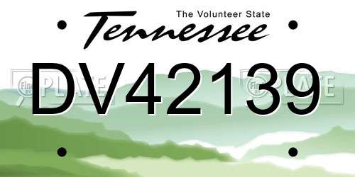 DV42139 Tennessee License Plate